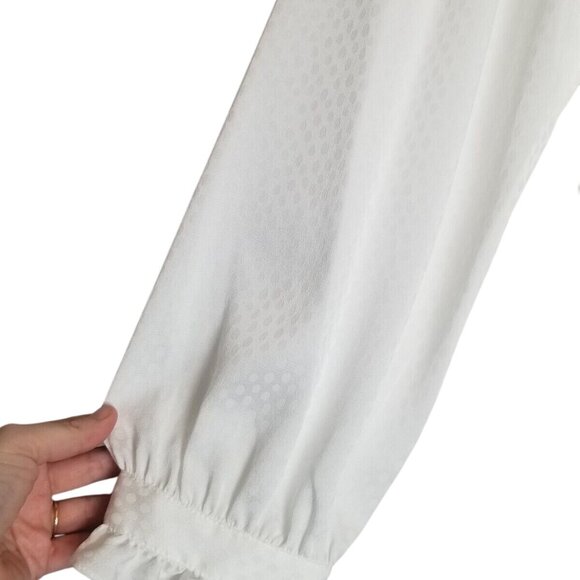 Kate Spade NWT White Fluid Jacquard Ruffle Blouse Womens XL Sheer Classy Classic - Picture 6 of 13